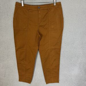 Garnet‎ Hill Pants Womens 12 Chinos Brown Khaki Flat Front Casual Pockets